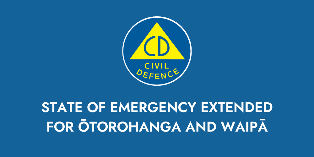 WAIPĀ AND ŌTOROHANGA DISTRICTS EXTEND STATES OF EMERGENCY